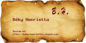 Béky Henrietta névjegykártya